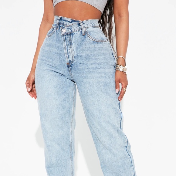 Fashionnova Crossover Straight Leg Jeans - Picture 2 of 6